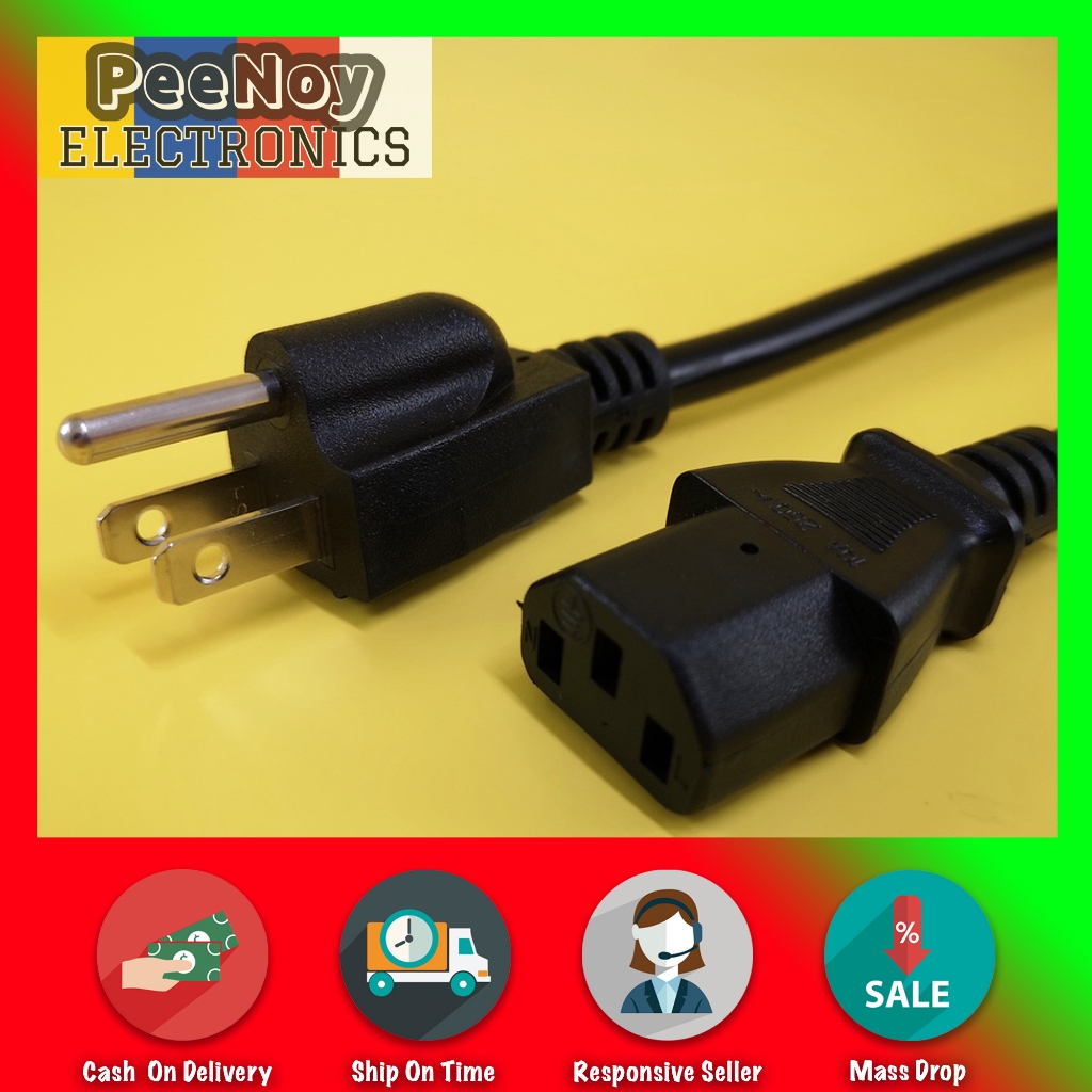3 Prong AC Computer Power Cord for Desktop CPU, Monitor and Others ...