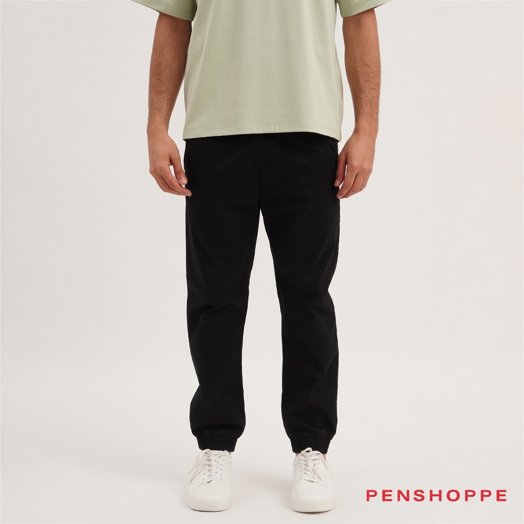 Slim Fit Twill Joggers For Men (Black) [Jogger Pants, Jogging