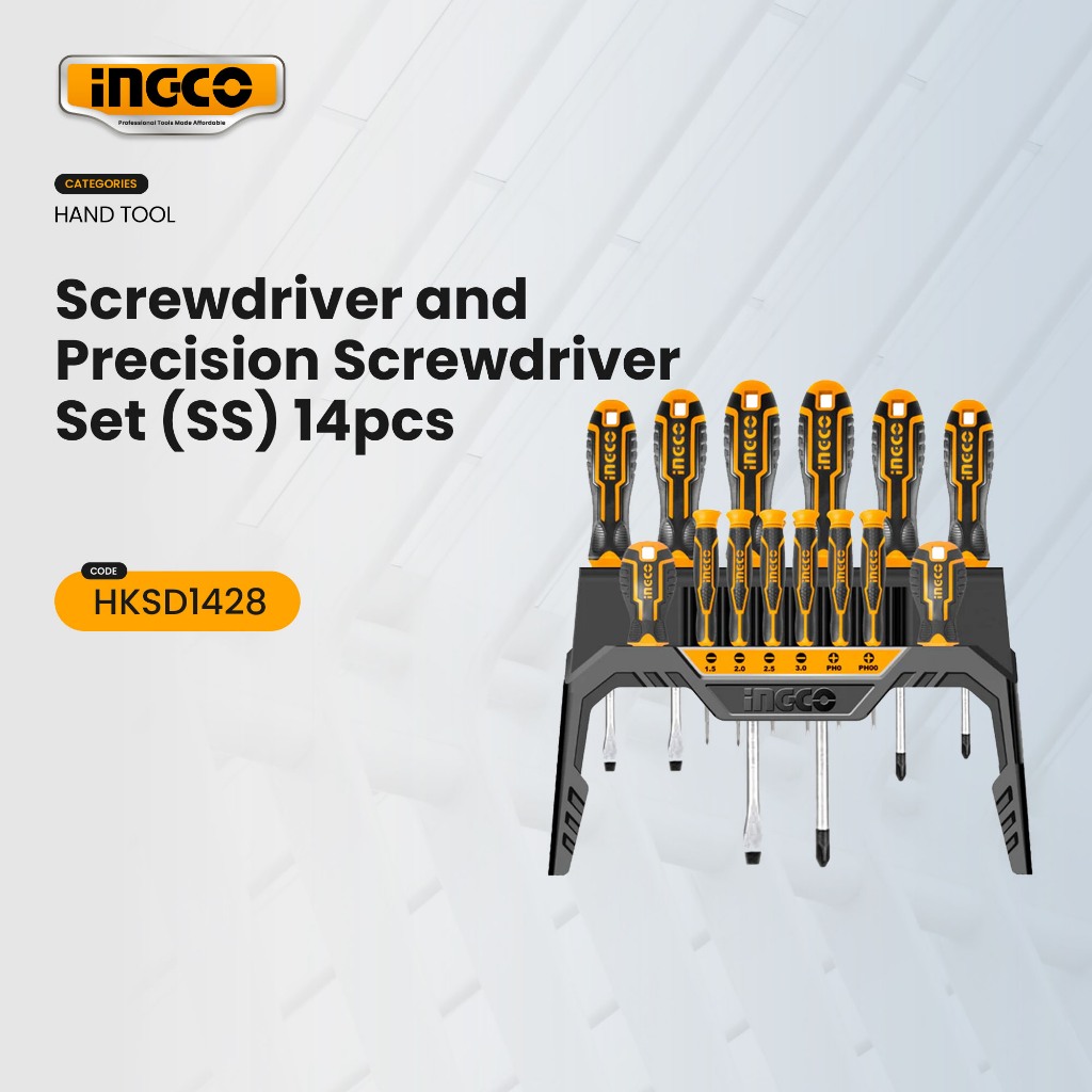 Ingco Flat Slotted And Precision Screwdriver Set HKSD1428 HT2 | Shopee ...