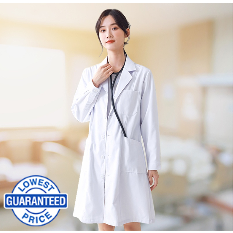 Unisex Long Sleeve White Coat Lab Gown Coat Laboratory Clothing Medical ...