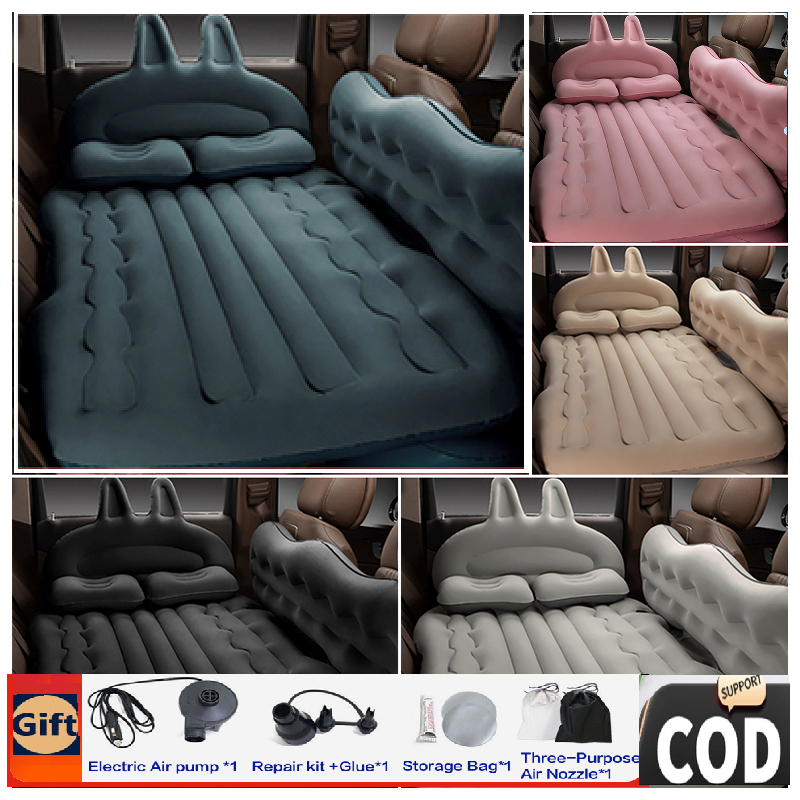 【COD】Cartoon Inflatable Car Bed Car Air Mattress Car sofa Car Air Bed  Portable Quick (w/Air pump）