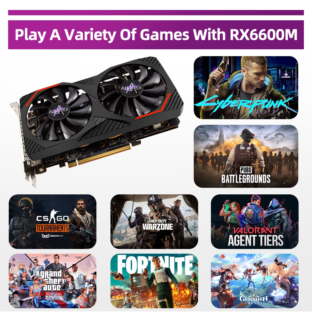 AISURIX Brand New RX 6600XT 8G Graphics Card 8G/128Bit/GDDR6 GPU Video ...