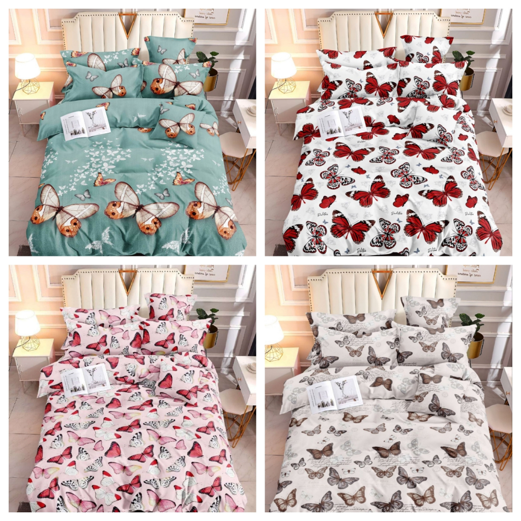 Butterfly floral 3IN1 Bedsheet Canadian Cotton Fitted Sheet Full