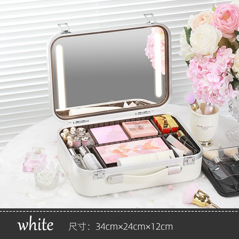 Modern LED Makeup Storage Box Desktop Dustproof Portable Cosmetic Case ...