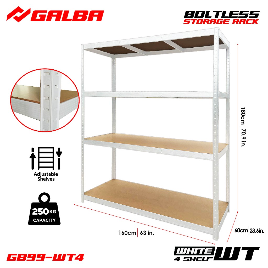 GALBA MEGA-Size Boltless Steel Storage Rack Adjustable MDF Shelving ...