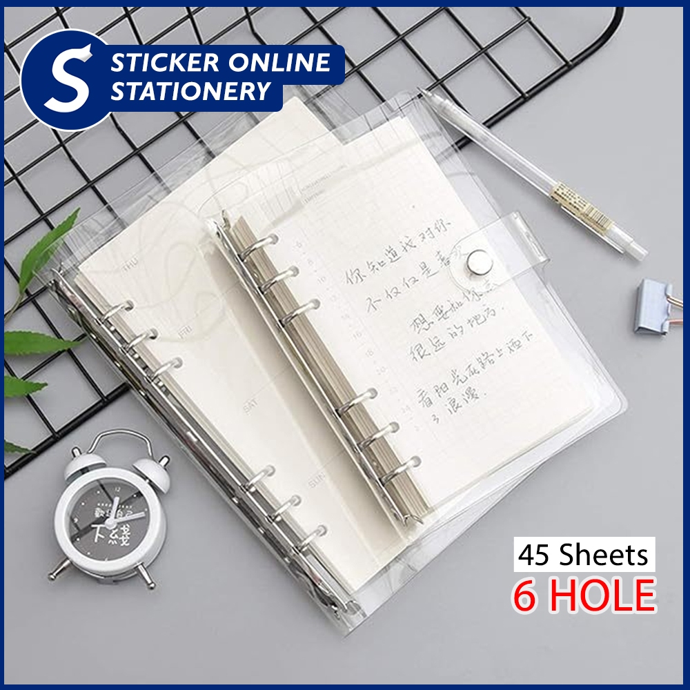 PVC Clear Binder Notebook A5/A6 Loose Leaf Journal with 45 Sheets ...