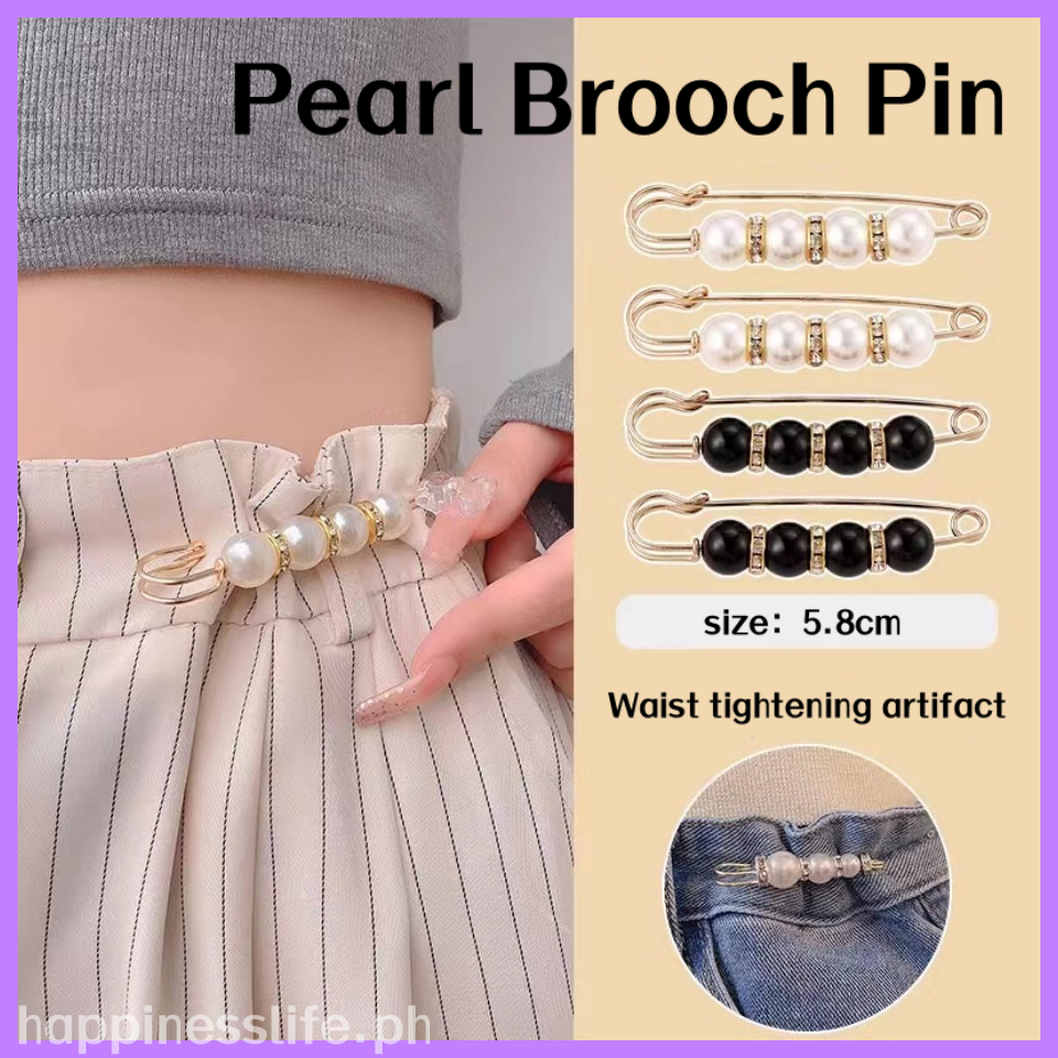 1pc Pearl Brooch Tightening Waistband Pin Waist Pants Extender Safety ...