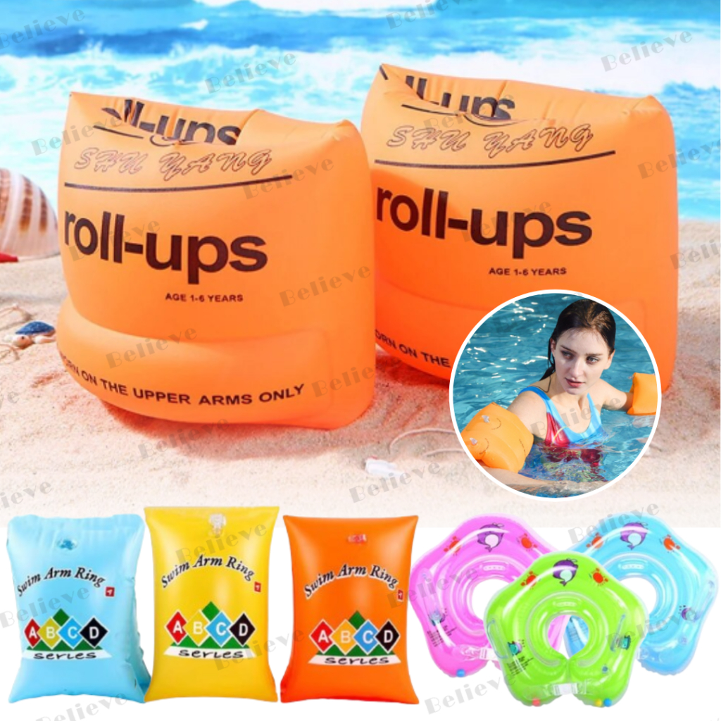 1Pair swimming arm floats inflatable arm bands ring float for kids ...