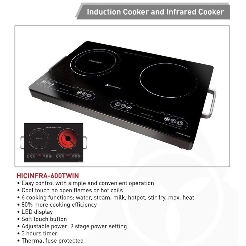 Hanabishi Induction and Infrared Double Cooker Hybrid HICINFRA 600TWIN Shopee Philippines