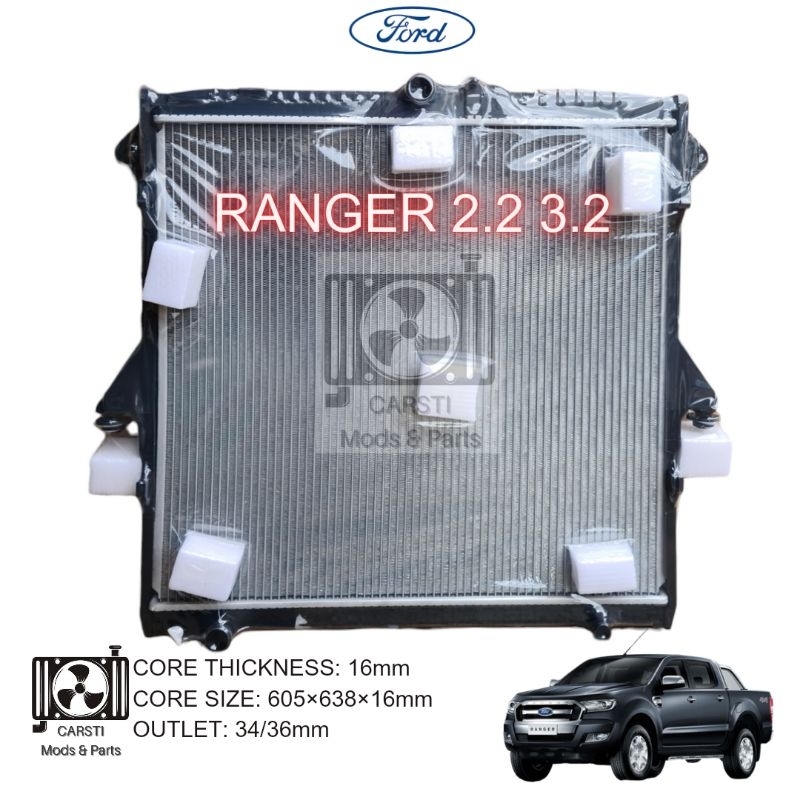 Radiator Ranger Ford 2.2 3.2 Wildtrak FX4 XLT XLS 26mm Manual/Automatic ...