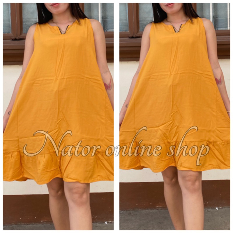 MINI SANDO ZIPPER DRESS LAYERED DRESS CHALLIS FABRIC FIT UP TO LARGE