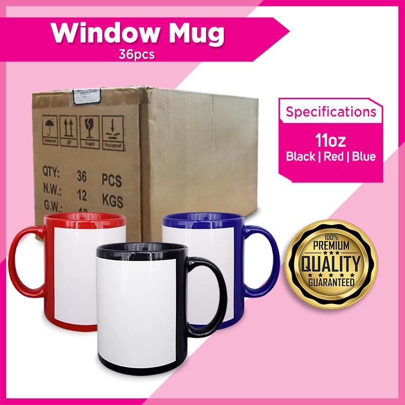 1box-36pcs Full Color Mug With White Print（window mug）Blue / Red ...