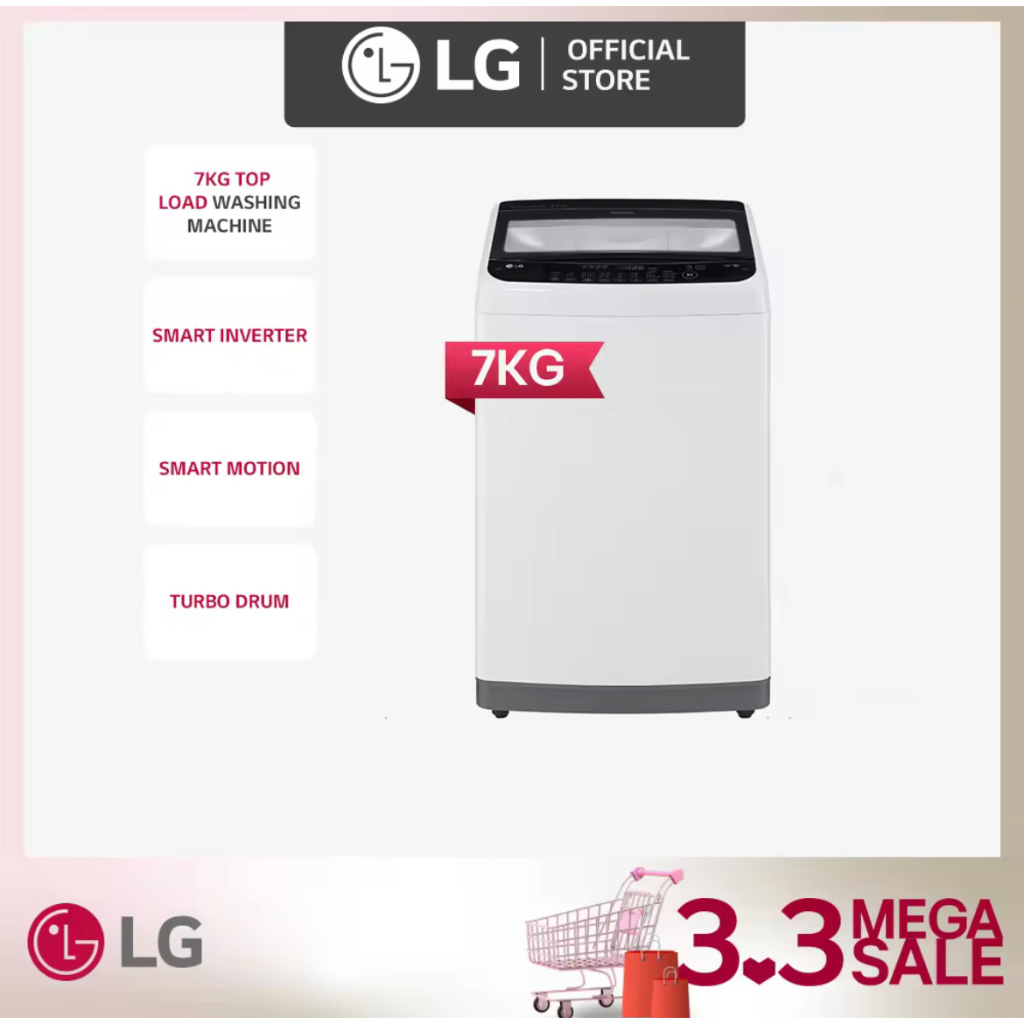 LG 7kg Top Load Washing Machine T2107VS2W Smart Inverter Smart Motion