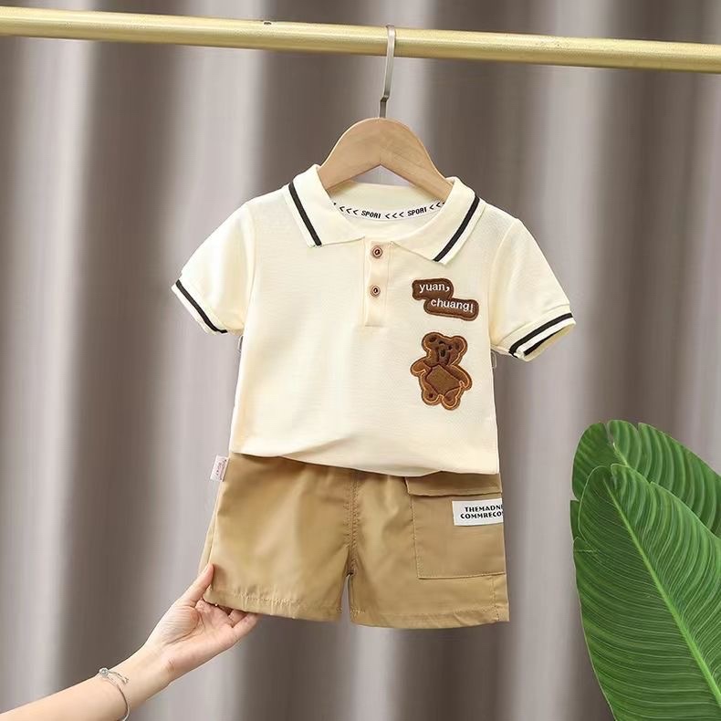 Bear Terno set Polo shirts and shorts for baby boys 0-5yrs | Shopee ...