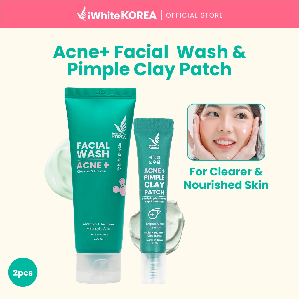 iWhite Korea Acne Facial Wash and Pimple Clay Patch Set | Shopee ...