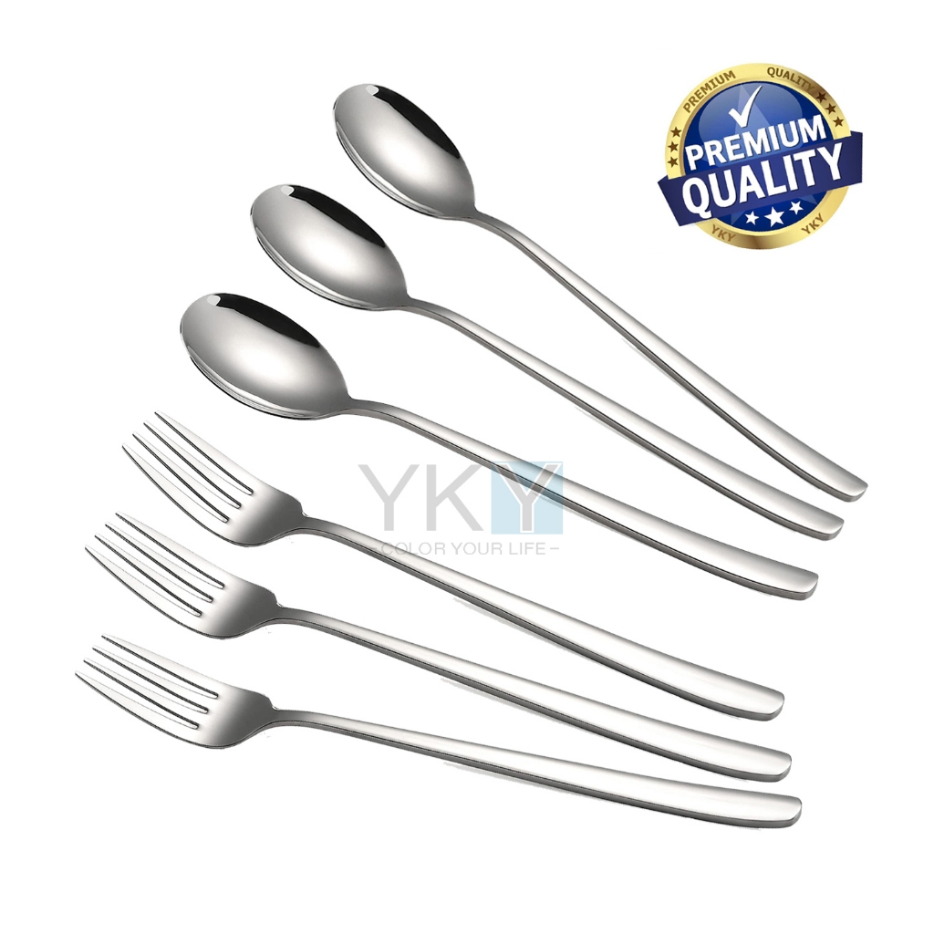 6pcs/12pcs Korean Cutlery Korean Style Flatware Stainless Steel Dining Spoon and Fork Set