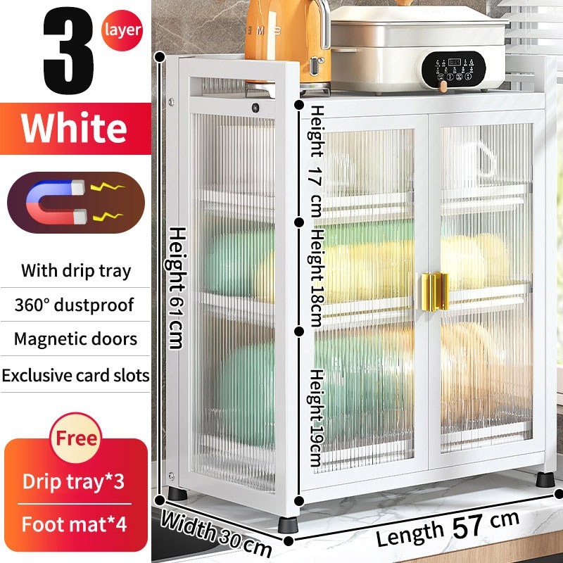 Jiditech 2/3-Tier Dish Rack Dish Drainer Dish Black/White Shelf Cabinet ...