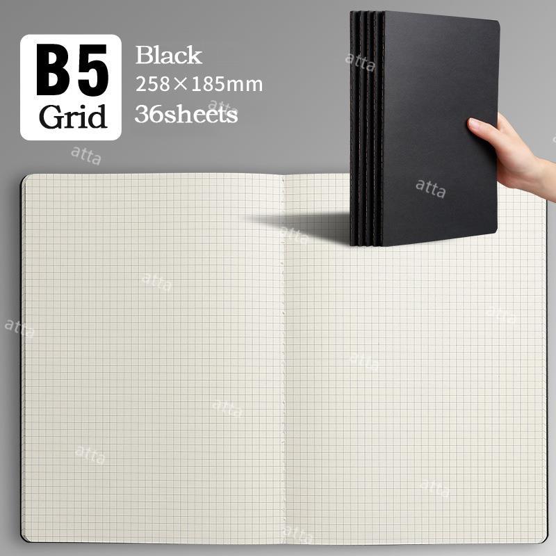 A5/B5 Black/Kraft Notebooks 36Sheets Line Grid Blank Notepad School ...