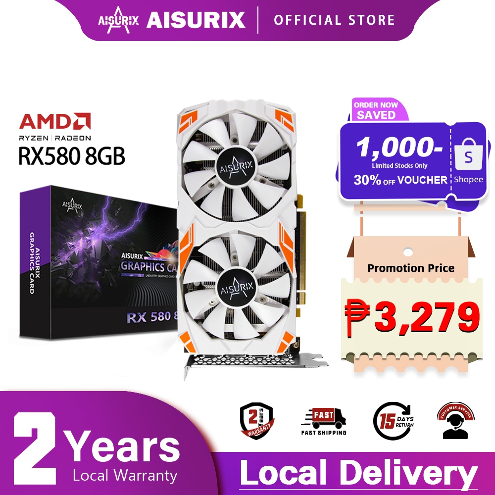 AISURIX RX 580 8G Graphics Card PC GPU GDDR5 256Bit Computer Video Card ...