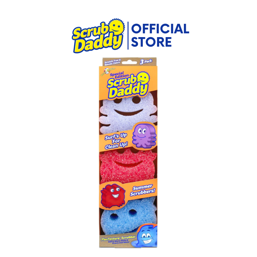 Scrub Daddy Summer Shapes (3ct) - (3 pcs in a Pack - 1 SHARK, 1 CRAB, 1 ...