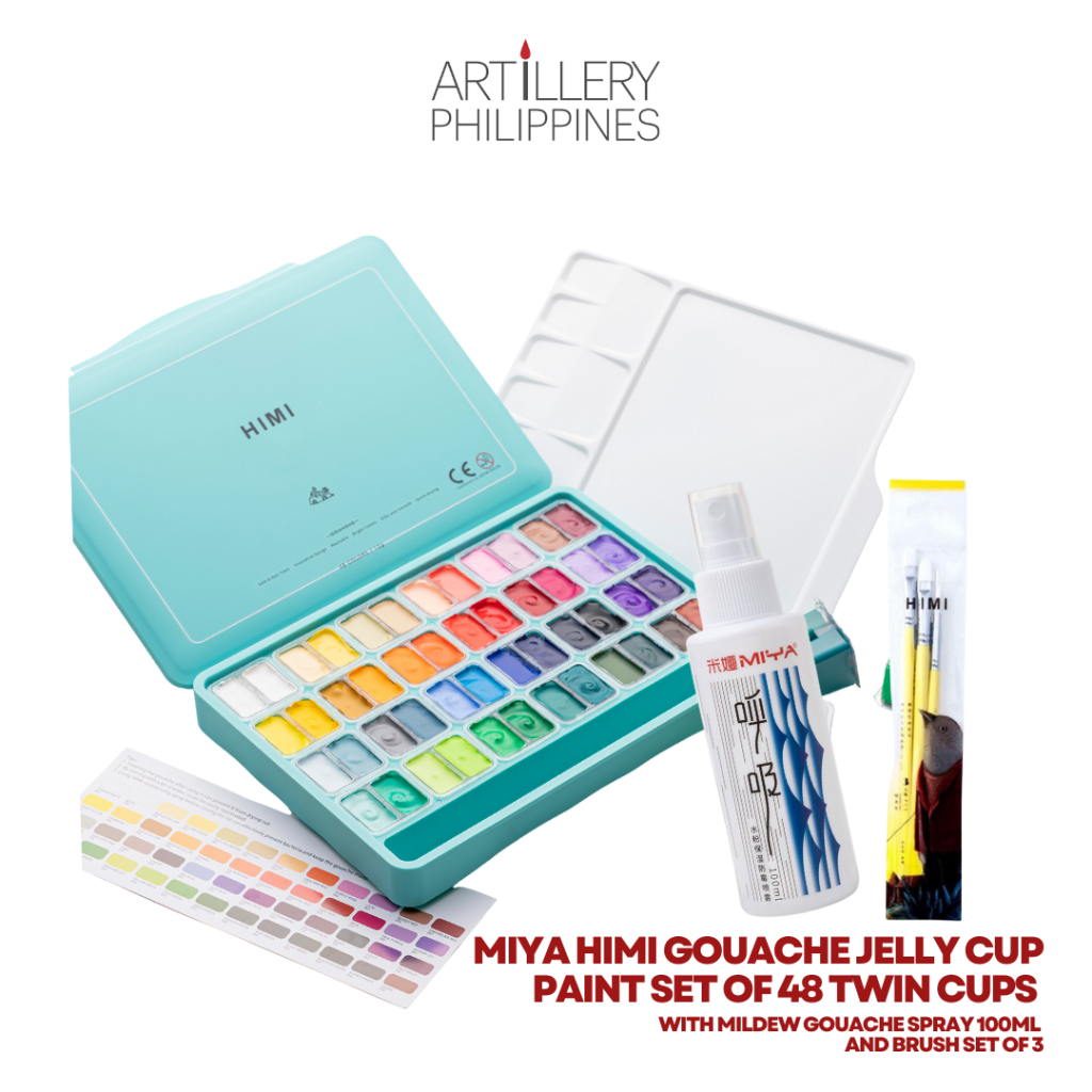MIYA Himi Gouache Jelly Cup Paint Set Of 48 Twin Cups With Brushes