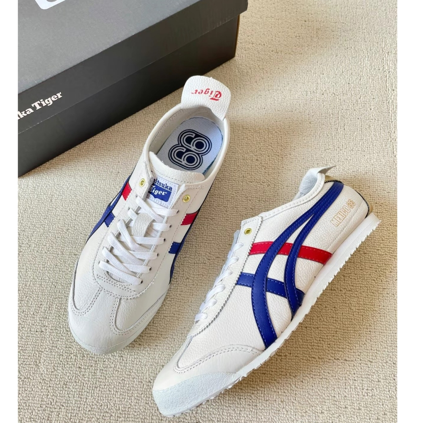 UA Sneakers Tokuten Onitsuka Tiger MEXICO 66 White Blue Red Gold Lowcut ...