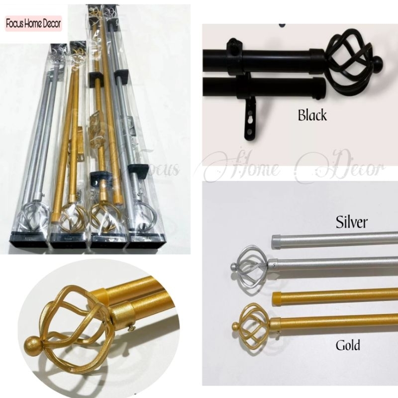 Extendable Metal Double Curtain Rod Set w/ Complete Accessories B19160 ...