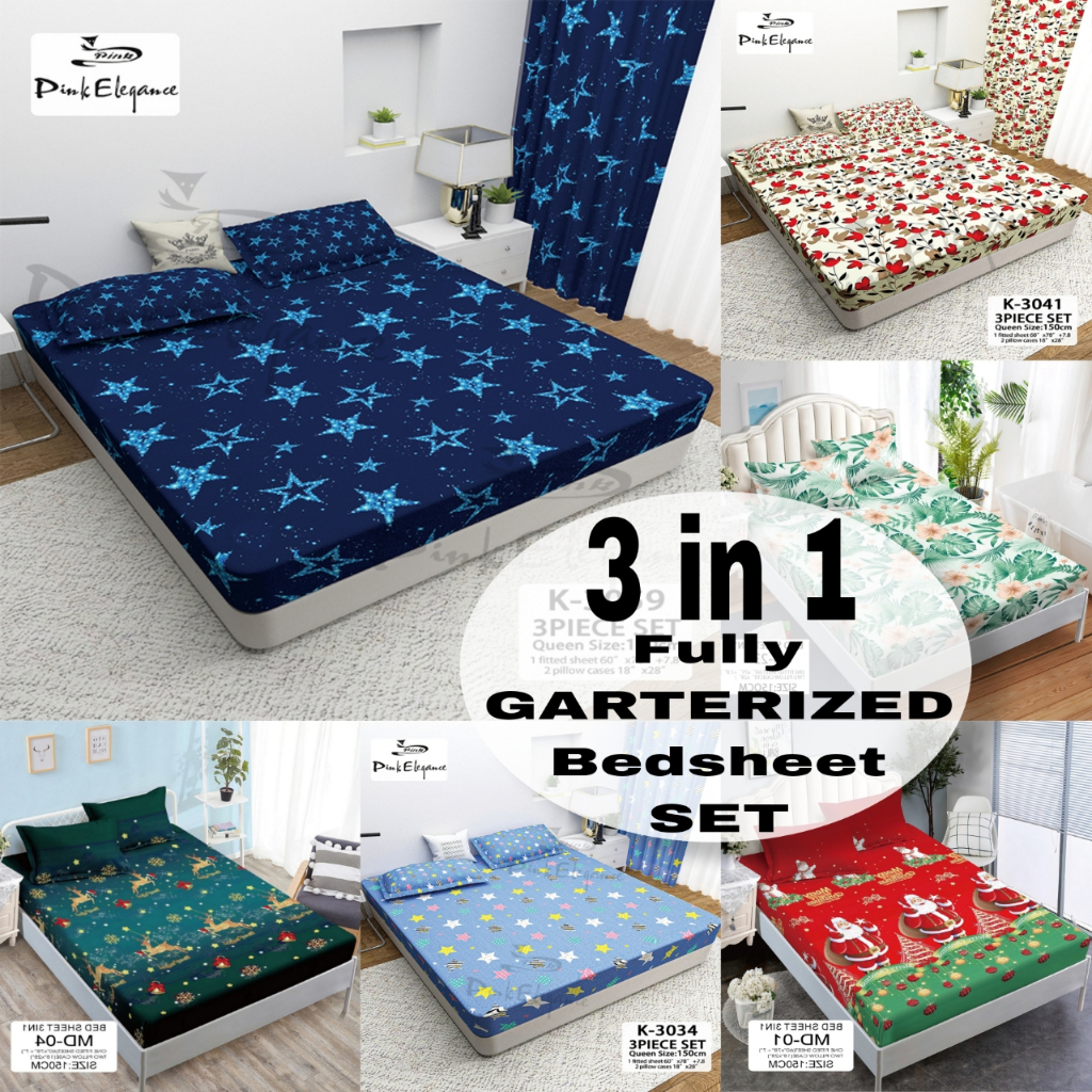 in Bed sheet Cotton Full Garterized Fitted Bedsheet with pcs - Main Image