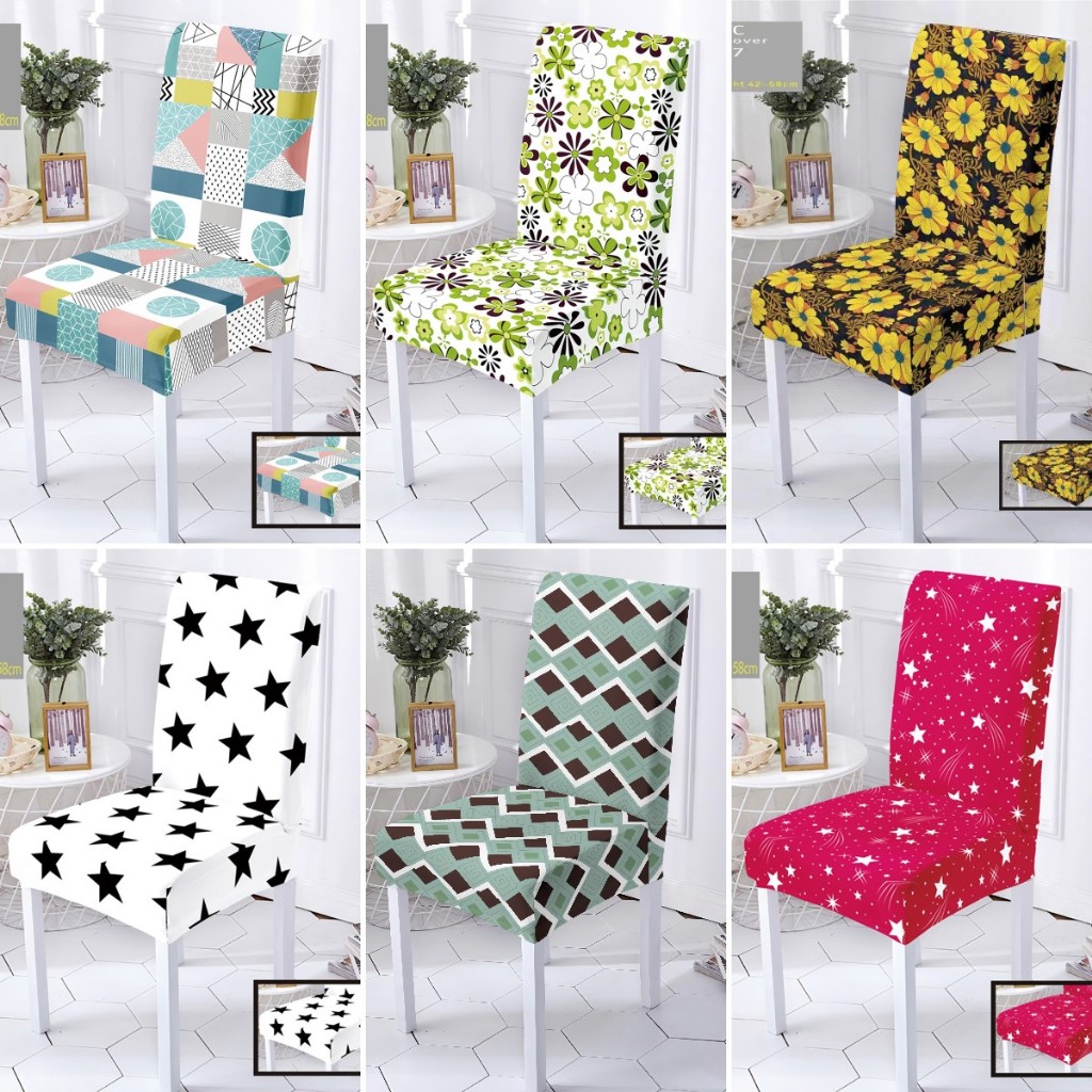 Floral Dining Chair Cover Seat Cover High Quality Fabric Elastic Knitted  Removable Universal Size