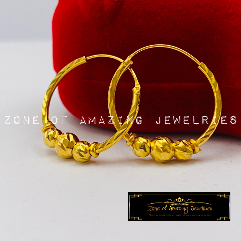 zoaj.ph 10K HGP Loop Earrings with Balls with sizes | Shopee Philippines