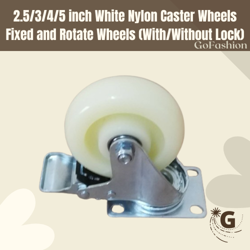 2.5/3/4/5 inch White Nylon Caster Wheels Fixed and Rotate Wheels (With ...