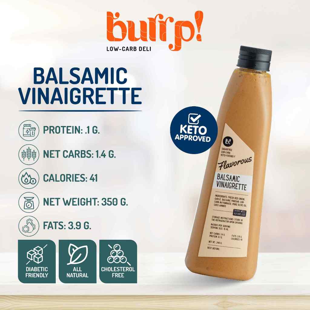 Burrp Balsamic Vinaigrette Dressing 350 ml Sugarfree Low Carb Keto
