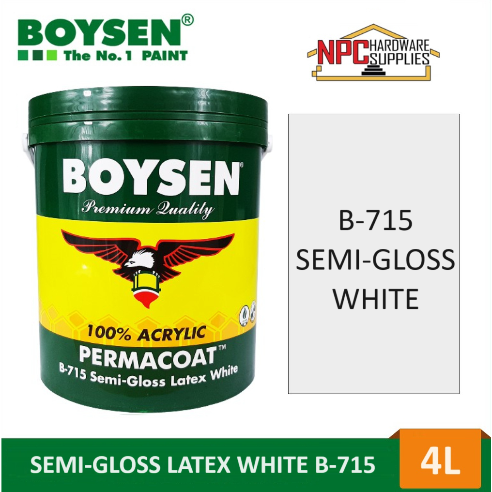 BOYSEN #715 Permacoat Semi-Gloss Latex White 4 Liter 4L L 1 Gal B-715 B ...