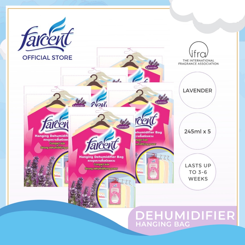 Farcent Hanging Dehumidifier Bag - Lavender Set of 5 (245ml each ...