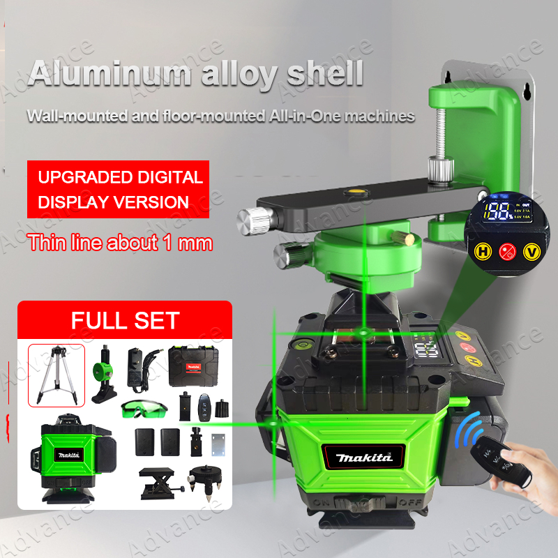 4D 16 Line Adjustable Auto Measuring Tool Set Laser Level Tripod Self ...