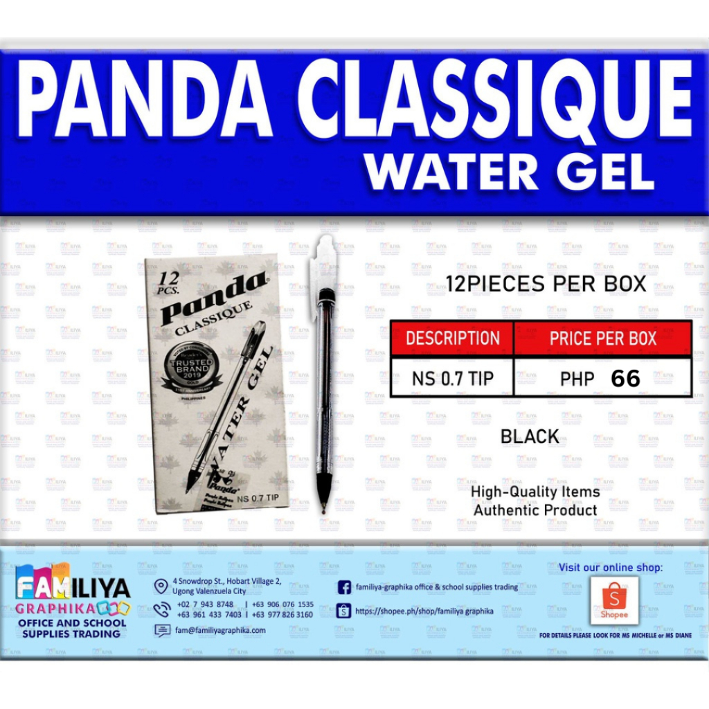 PANDA-CLASSIQUE-0.7mm-WATER-GEL | Shopee Philippines