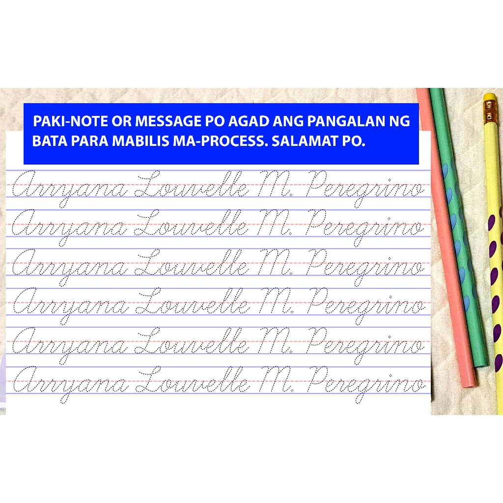 Tracing pad name personalized cursive and non cursive letters