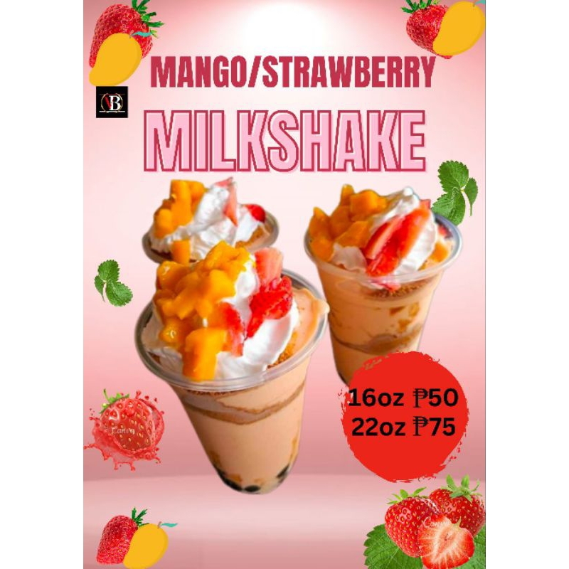 Laminated STRAWBERRY MANGO SHAKE Signages a4 size makapal 250mic ...