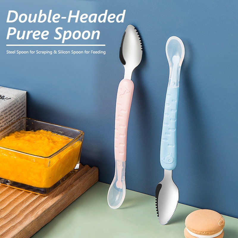 Double Headed Spoon Feeding Stainless Scraper Multi-Functional Food ...
