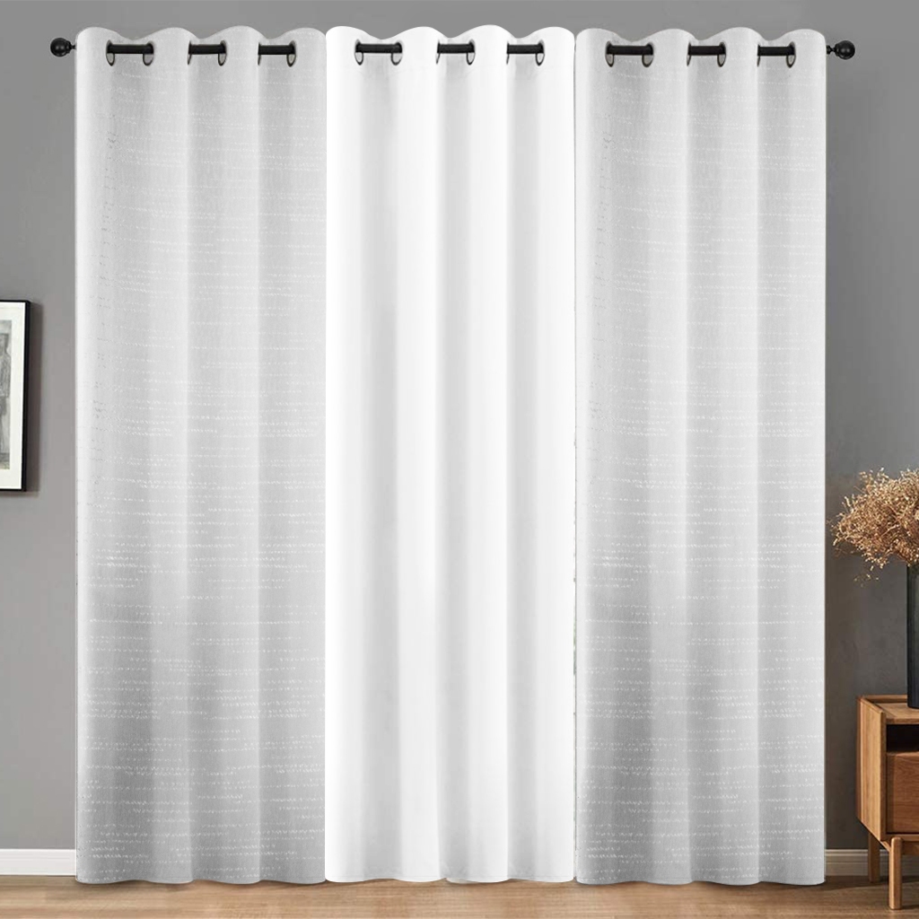 Curtain KT009 Printed Simple Plain Design Curtain with Rings for Home