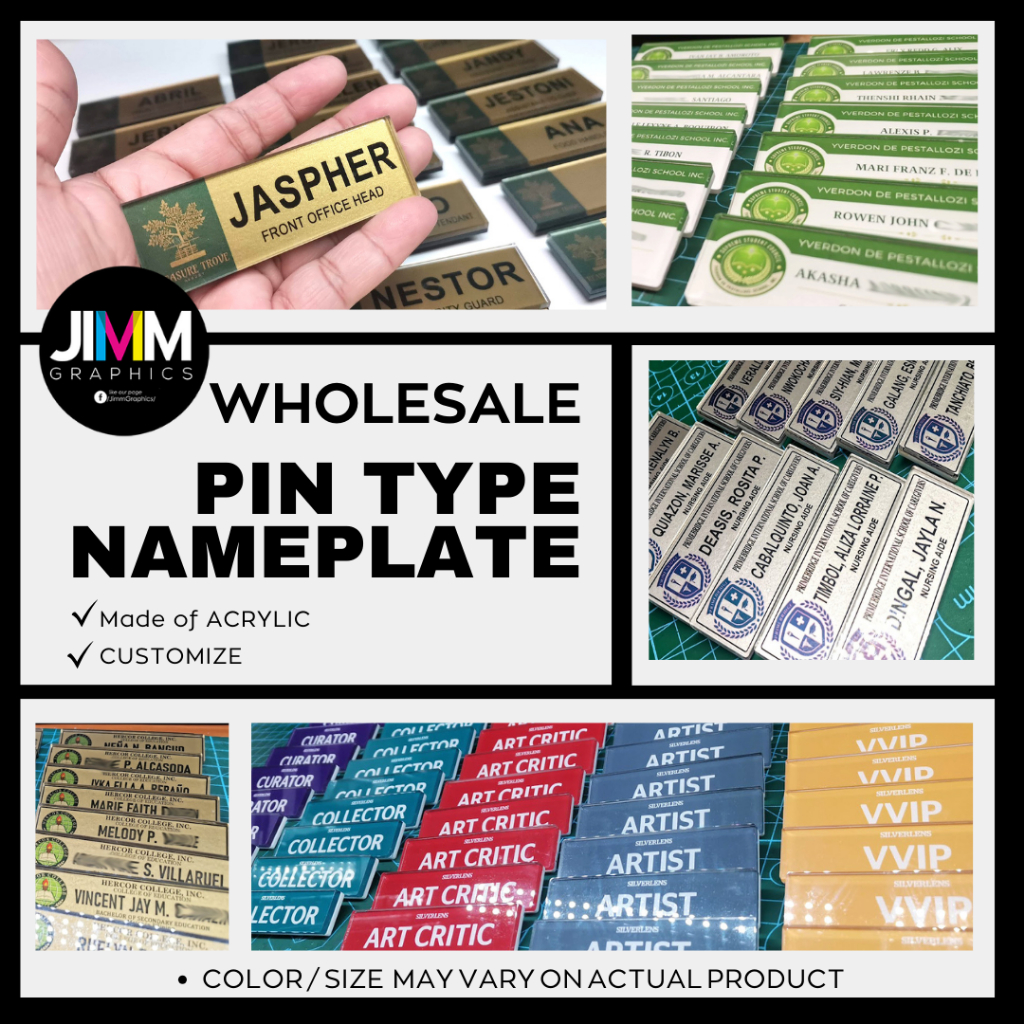 PIN Type Nameplate / Name Badge BULK ORDER / WHOLESALE Minimum 30pcs ...