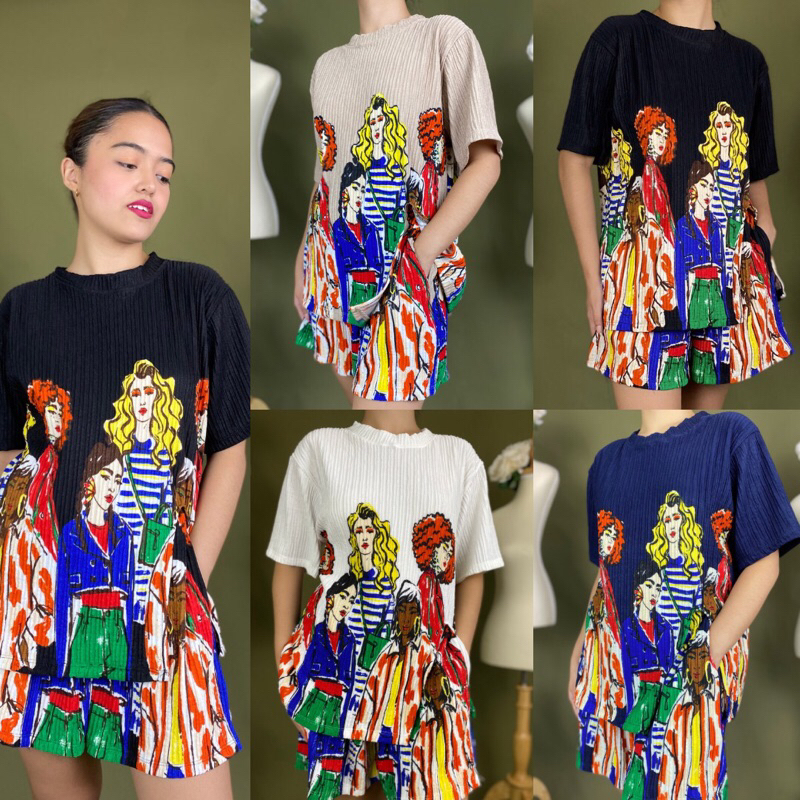 GRACE Oversized Top with slit and shorts Printed and Plain