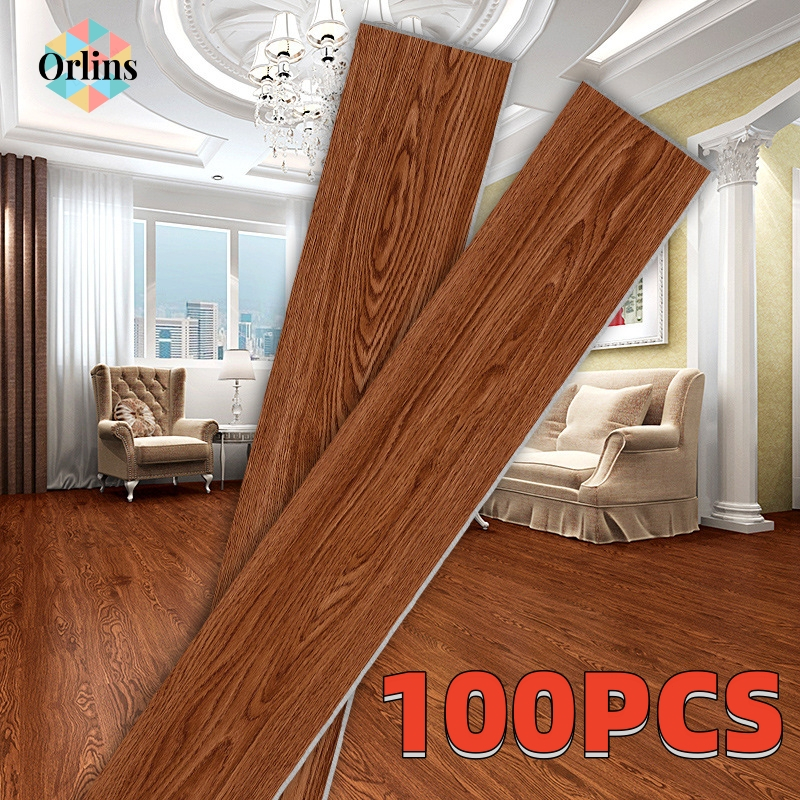 100PCS 3D Vinyl Floor sticker PVC 91*15cm SelfAdhesive Tile Wooden