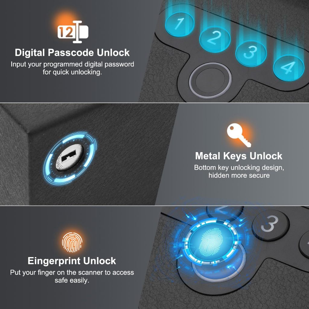 Biometric identification wall mounted fingerprint password key safe ...