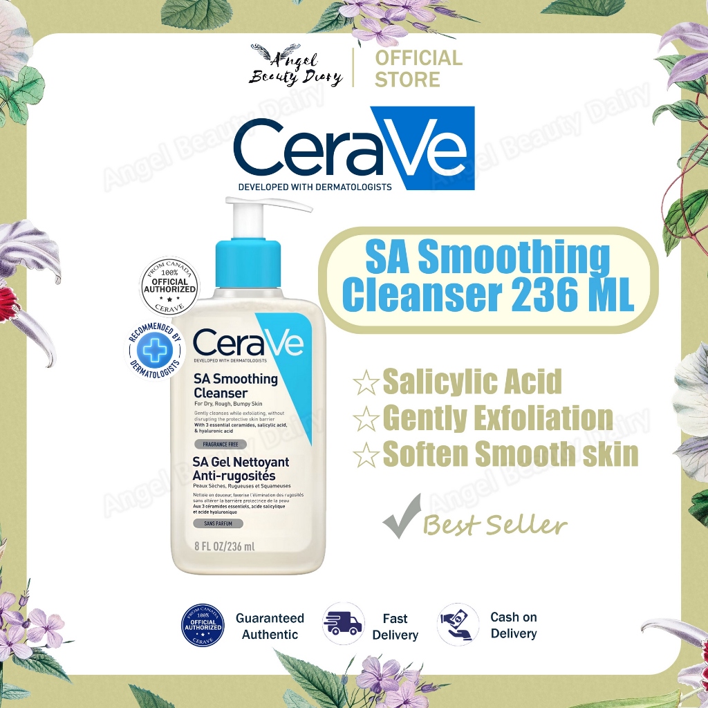 Cerave SA Smoothing Cleanser Sa Gel Remove Blackhead Nettoyant Anti ...