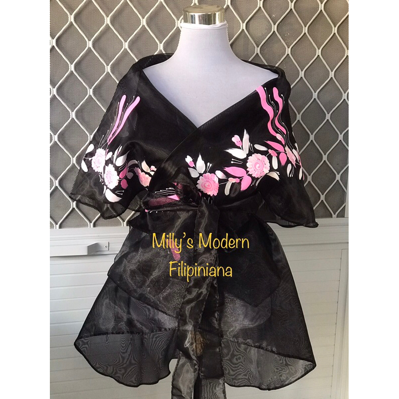 Black modern filipiniana dress sale
