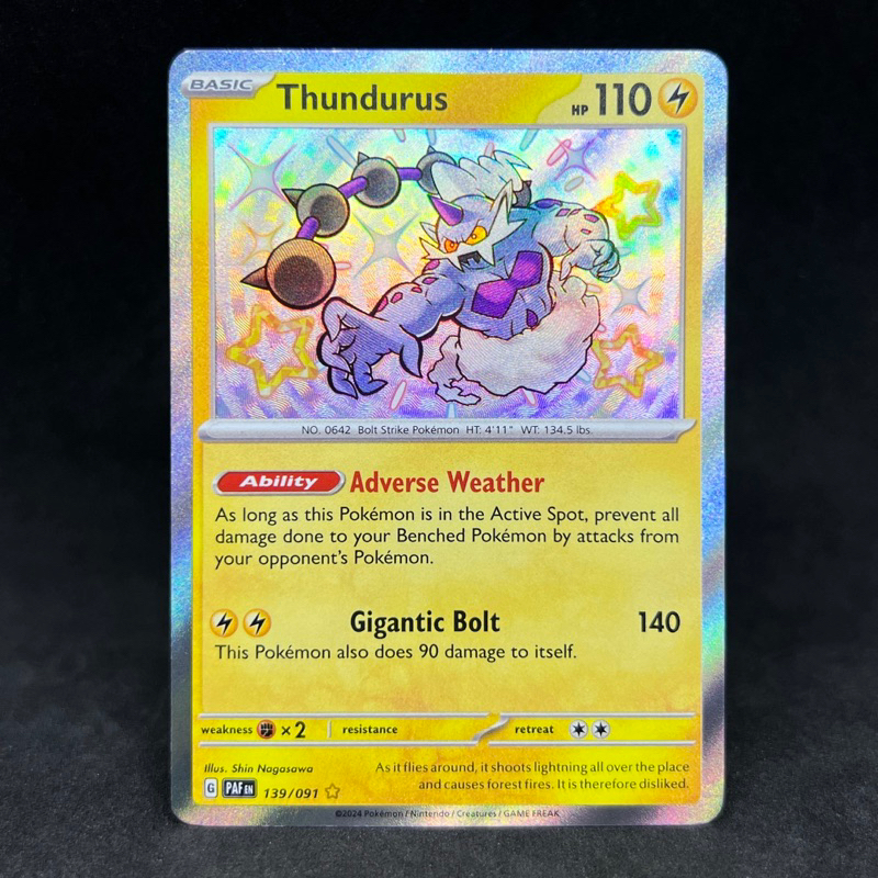 Pokemon TCG Shiny Thundurus Holo Rare 139/091 2024 Scarlet & Violet ...