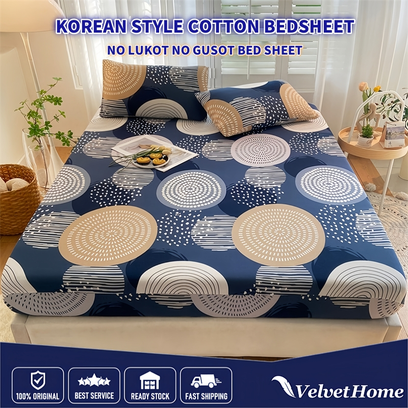 Free Pillowcase Korean Cotton Bedsheet No Lukot No Gusot Bed Sheet ...