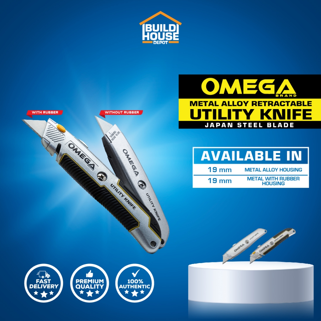 OMEGA Industrial Utility Knife Cutter with 5pcs Blade SK4 Medium Duty