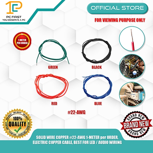 PC FIRST SOLID WIRE COPPER #22-AWG 1-METER per ORDER, ELECTRIC COPPER ...